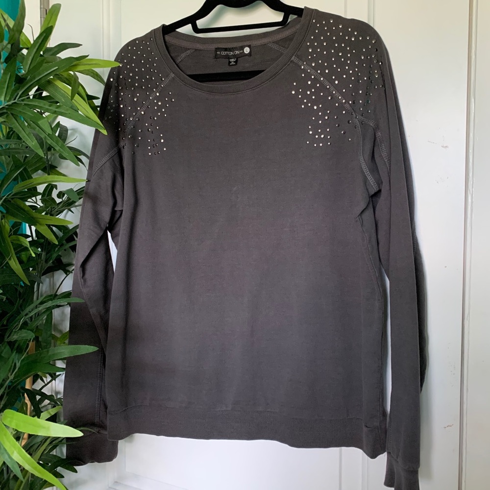 Cotton On Gray Sweatshirt with Metal Accents